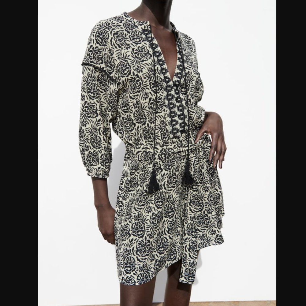 NWT Zara Printed Belted Jumpsuit